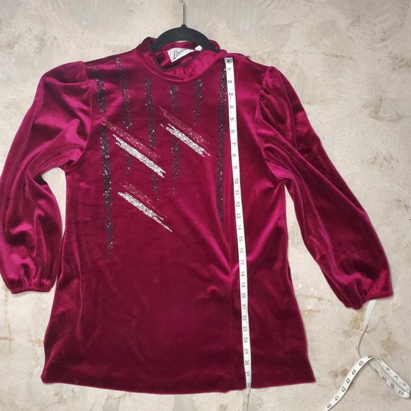 VINTAGE Lisanne 60s 70a Mini Velour Dress Wine Burgandy - Picture 14 of 16